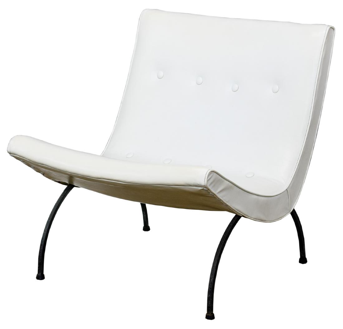 MCM White Vinyl Scoop Chair by Milo Baughman (1 of 6)
