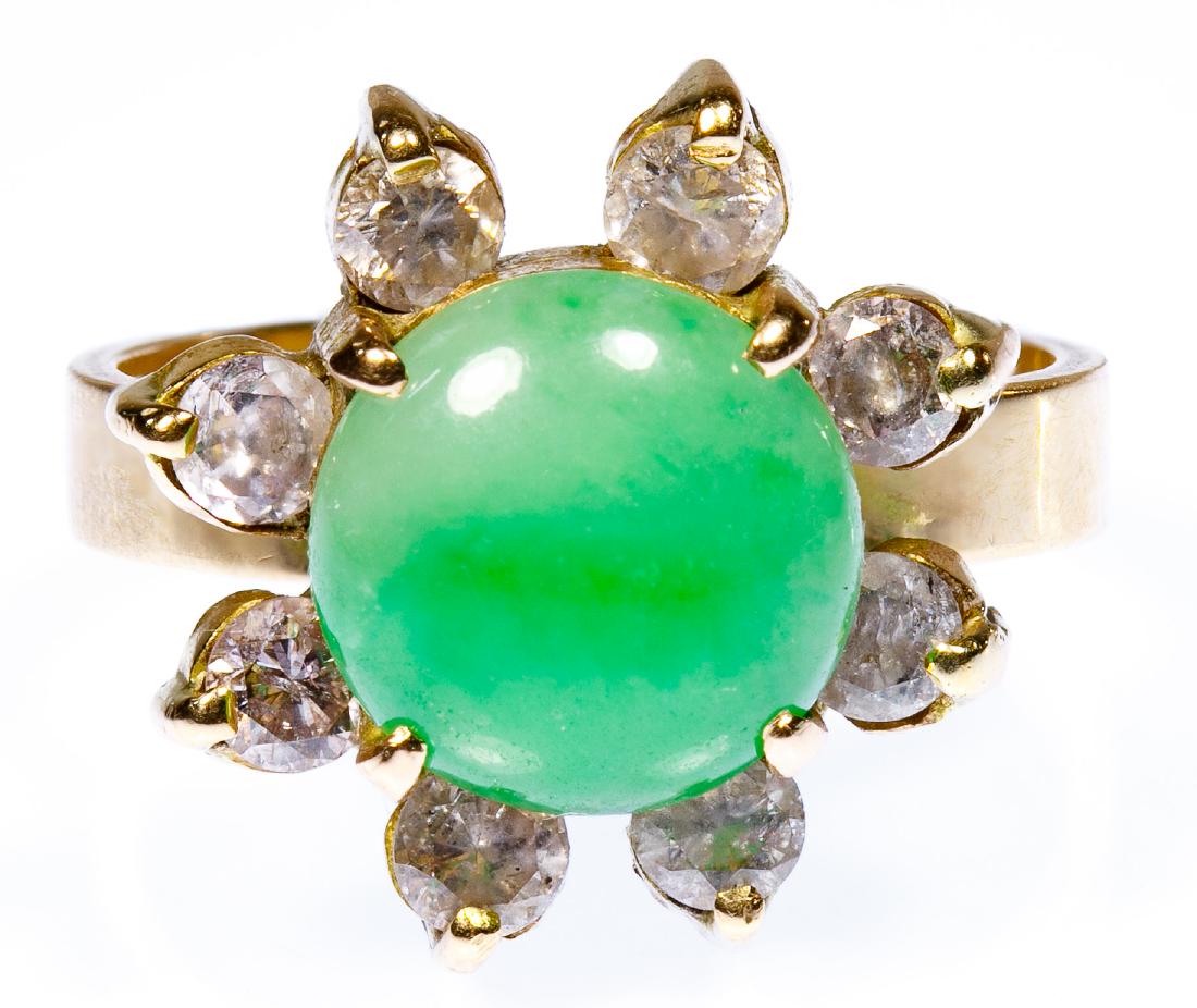 14k Gold, Jadeite Jade and Diamond Ring (1 of 3)