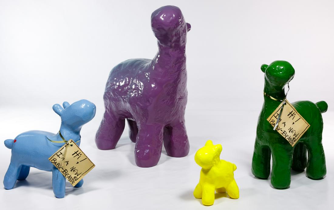 Dennis Pearson (American, b.1939) 'Beastie' Figurine: Dennis Pearson (American, b.1939) 'Beastie' Figurine Collection 1992 D-160, 1993 A-206, 1993 B-587 and 1992 C-138, signed and numbered on undersides; (4) cast resin abstract animal figurines by noted