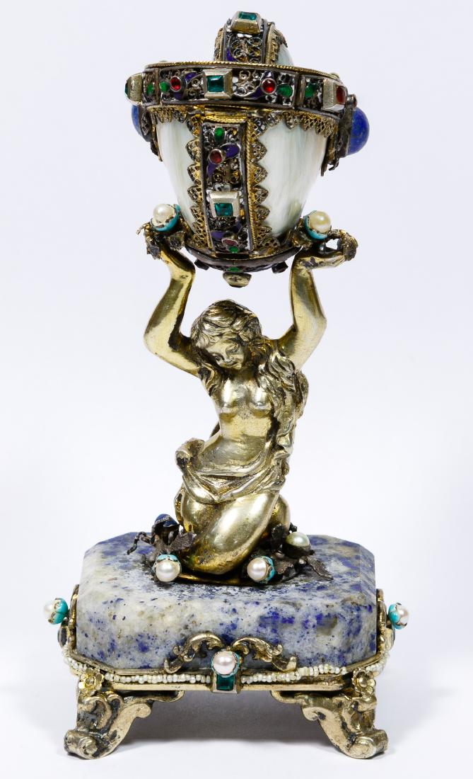 Austro-Hungarian Silver (.800) and Hardstone Table (1 of 7)