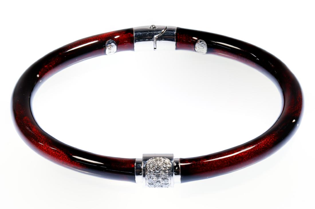 SOHO 18k White Gold, Enamel and Diamond 'Granato' (1 of 3)