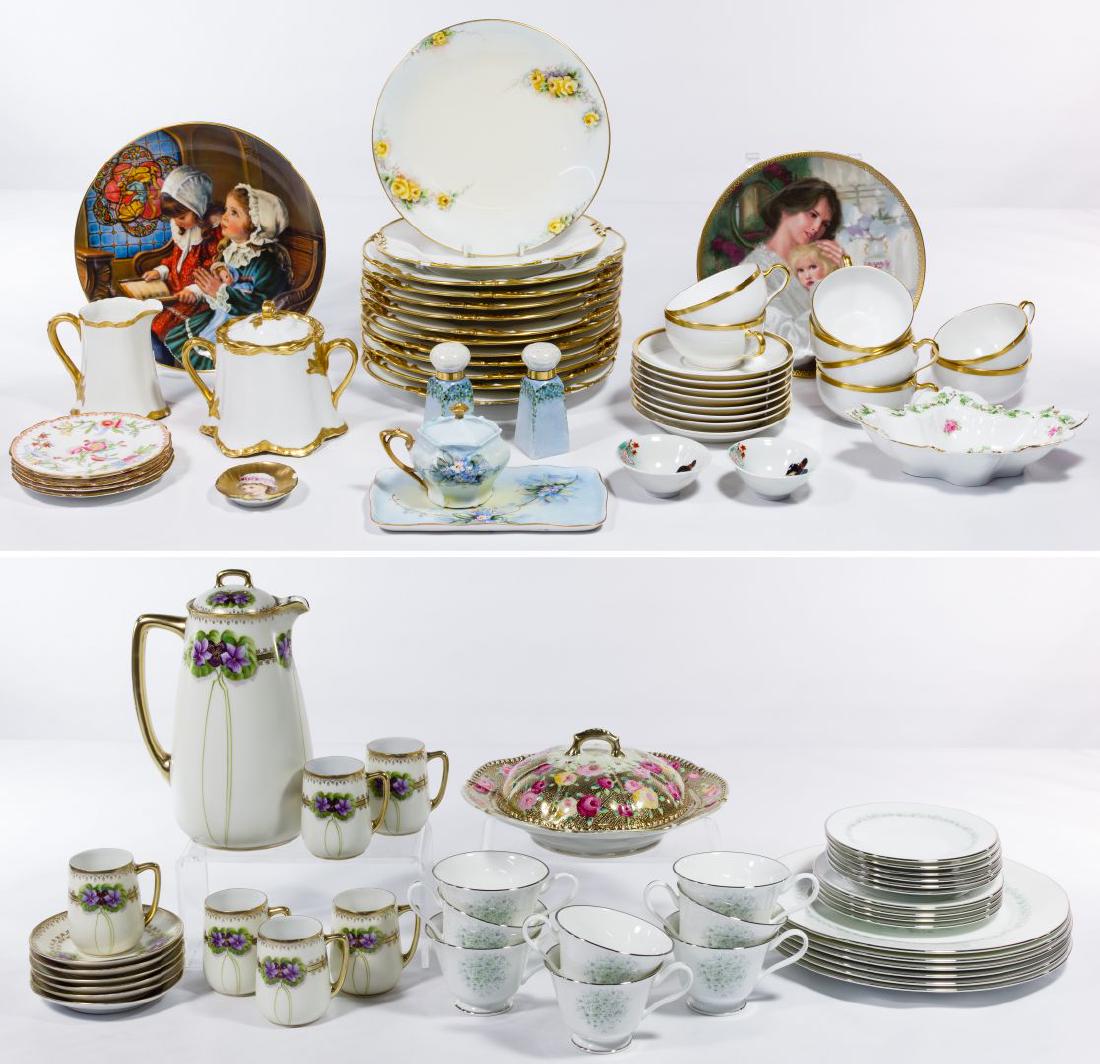 Bavarian, French, American and Nippon Porcelain: Bavarian, French, American and Nippon Porcelain Assortment Eighty-one pieces including six Oxford 'Meadowlark' silver rimmed dinner plates, eight cups, six saucers, four side plates; a Bavarian demita