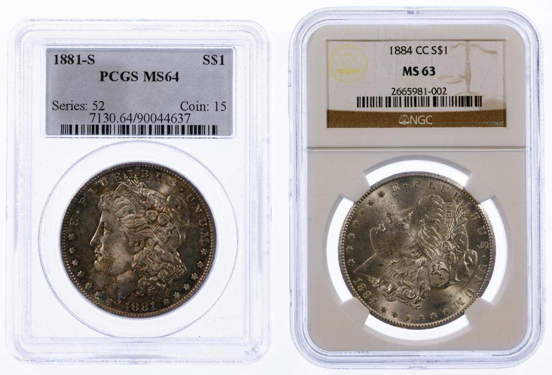 1881-S, 1884-CC $1 MS-64/63 PCGS/NGC (1 of 2)