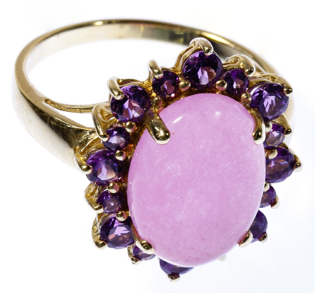 14k Gold, Rose Quartz and Amethyst Ring (1 of 2)