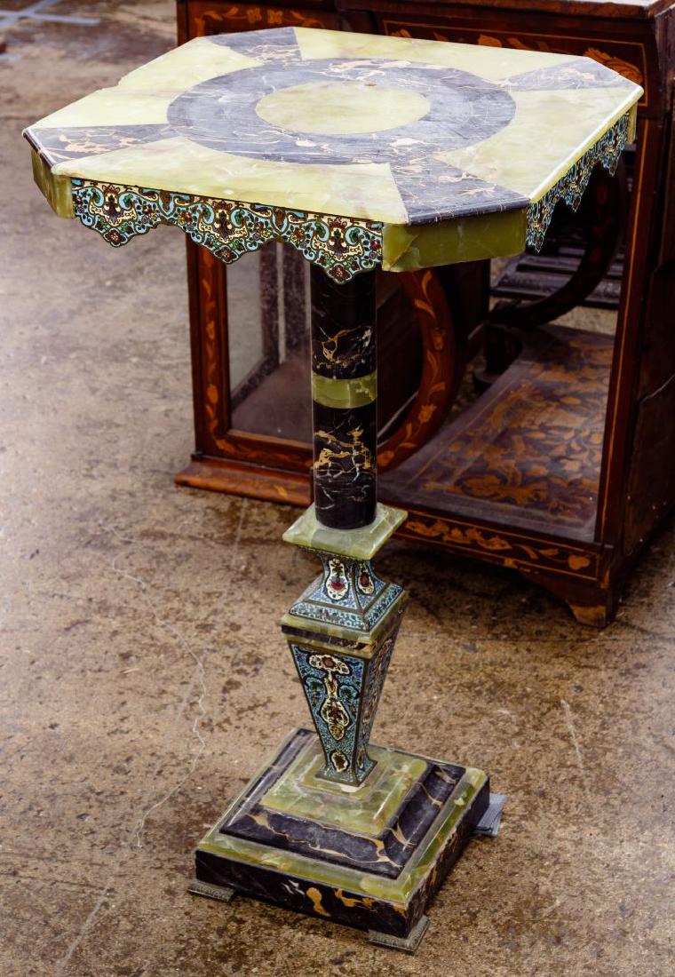 French Champleve Onyx and Marble Plant Stand (1 of 8)