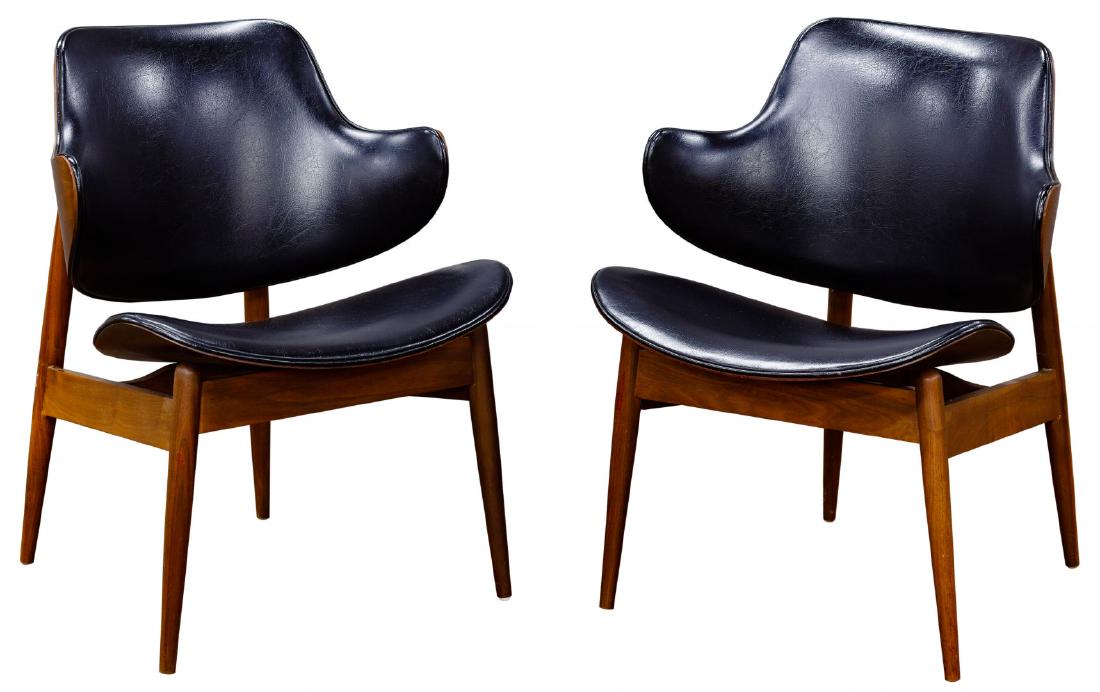 Kodawood of Miami Walnut and Black Vinyl Arm Chairs (1 of 4)