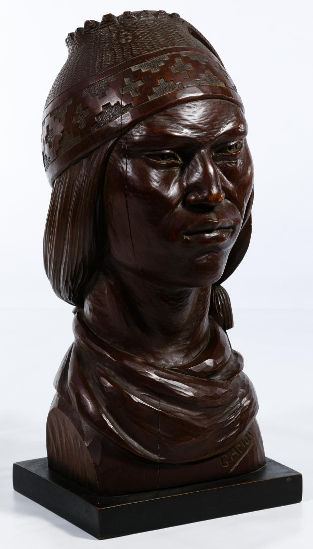 G. Arias (Bolivia, 20th Century) Carved Wood Bust (1 of 5)