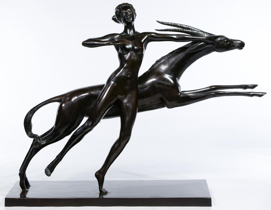 Fritz Behn (German, 1878-1970) 'Diana with Gazelle' (1 of 7)