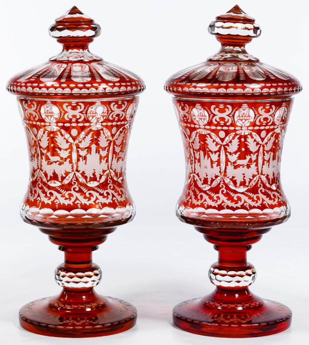 Red Cut-to-Clear Glass Apothecary Jars (1 of 1)
