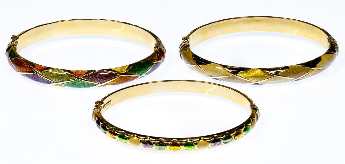 14k Gold and Enamel Hinged Bangle Bracelet Assortment (1 of 1)