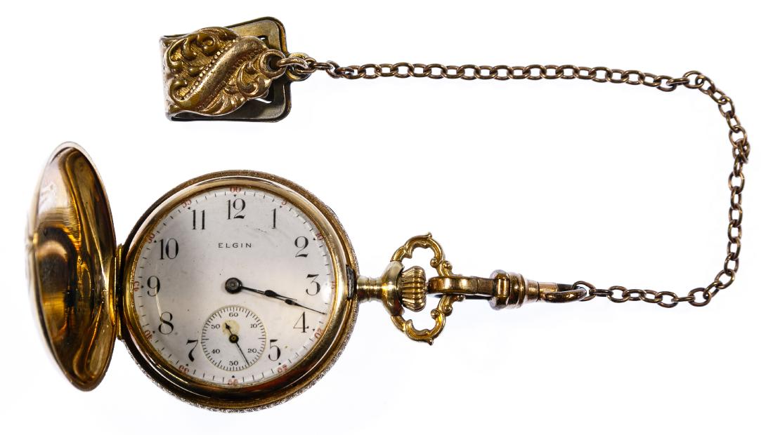 Elgin 14k Multi-color Gold Hunter Case Pocket Watch (1 of 5)