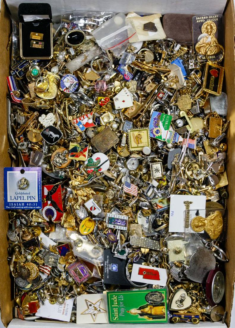 Costume Jewelry Mens Assortment: Costume Jewelry Mens Assortment Approximately twenty-four pounds of jewelry including cuff links, tie tacks, key chains, pins and money clips Condition: Good to Fair, moderate wear; some items may be 