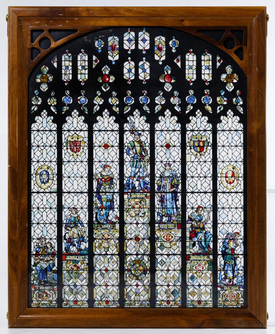 Painted Stained Glass Style 'Seven Ages of Man' Tableau (1 of 2)