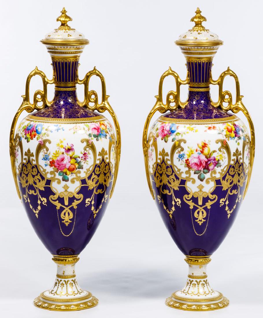 Royal Crown Derby Tall Covered Porcelain Urns (1 of 11)