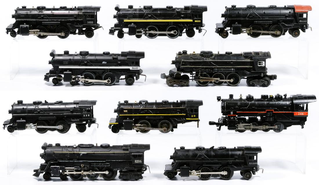 Lionel Model Train Locomotive Assortment: Lionel Model Train Locomotive Assortment Ten metal steam locomotives including Scout 2-4-2 Locomotive #1110, Columbia type 2-4-2 Locomotive #6110, Columbia type 2-4-2 Locomotive #239, Columbia type 2-