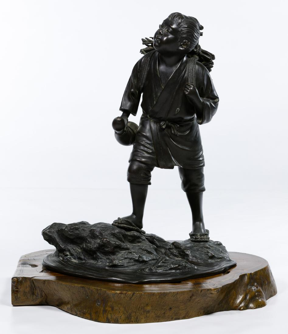 Japanese Bronze Statue on Wood Base (1 of 7)