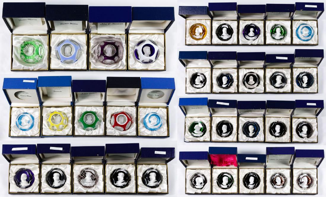 Baccarat Paperweight Assortment: Baccarat Paperweight Assortment Thirty-four items in two sizes including one each of Columbus, Luther, Lafayette, Patrick Henry, Thomas Paine, Robt. E. Lee, Will Rogers and Eleanor Roosevelt, smaller