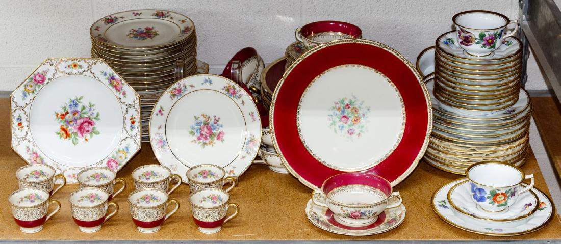 Floral China Assortment: Floral China Assortment Ninety-one pieces including (8) cups, (12) bread and butter, (12) salad, (7) saucers, (8) dinner (8) footed soup bowls, examples of 'KPM', 'Rosen Thale', 'Royal Copenhagen' Con