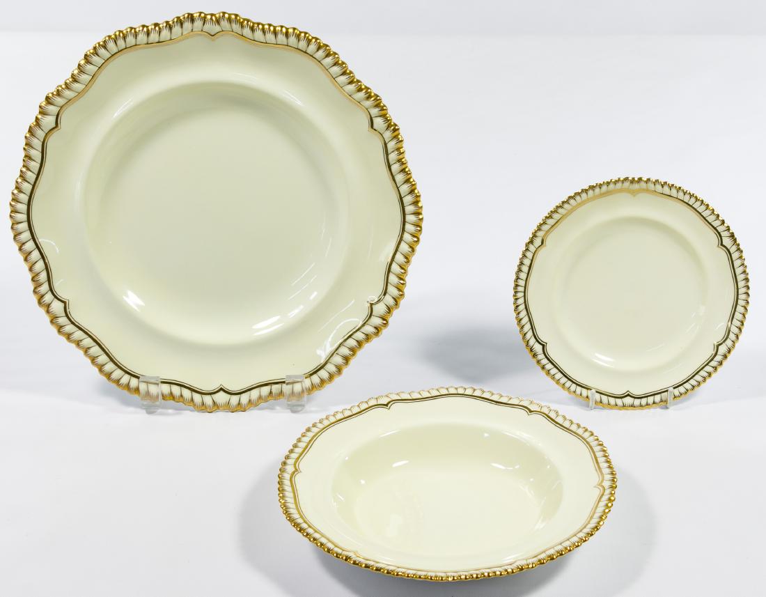 Spode Copeland 'Hallmark (Gadroon Shape)' Partial China: Spode Copeland 'Hallmark (Gadroon Shape)' Partial China Service Thirty-six items including (12) dinner plates, (12) cereal bowls, (12) bread and butter plates Condition: Very Good, no chips or cracks 