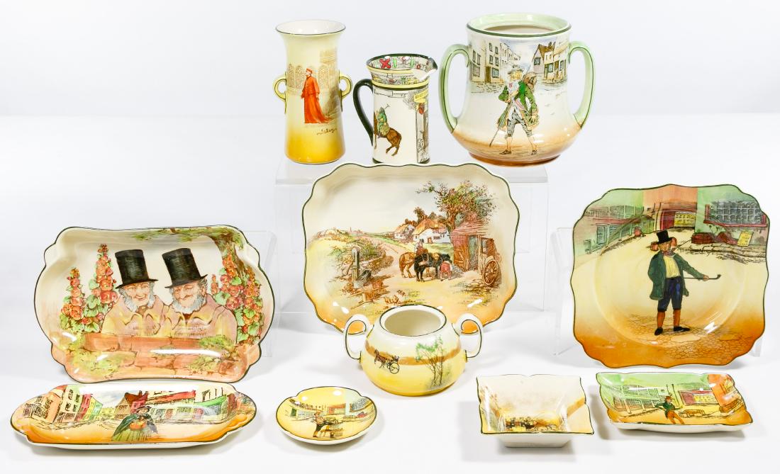 Royal Doulton Assortment: Royal Doulton Assortment Twenty-two items from the 'Dickensware', 'Rustic England', 'Old England Coaching' collections; all marked 'Royal Doulton' Condition: Very Good to Fair, spout broken on a pitch