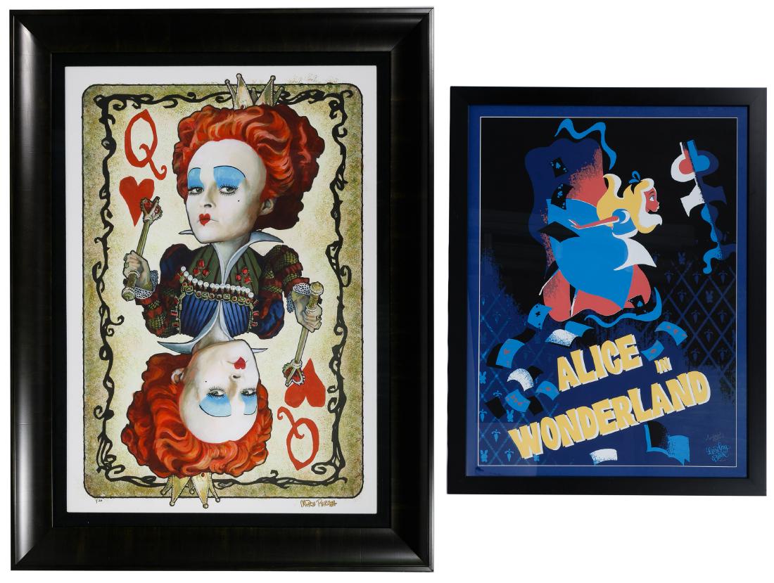 Disney 'Alice in Wonderland' Serigraph and Giclee on: Disney 'Alice in Wonderland' Serigraph and Giclee on Paper Print Assortment Two limited edition works on paper issued by Disney Fine Art depicting scenes from 'Alice in Wonderland' including 'Red Quee