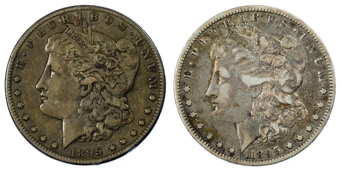 1895-O, 1895-S $1 F/VF: 1895-O, 1895-S $1 F/VF (2) coins Category: Dollars > Morgan Dollar Shipping Status: Leonard Auction, Inc. will provide direct shipping for this lot.