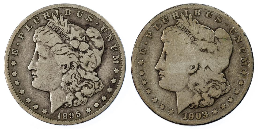 1895-S, 1903-S $1 G/VG: 1895-S, 1903-S $1 G/VG (2) coins Category: Dollars > Morgan Dollar Shipping Status: Leonard Auction, Inc. will provide direct shipping for this lot.