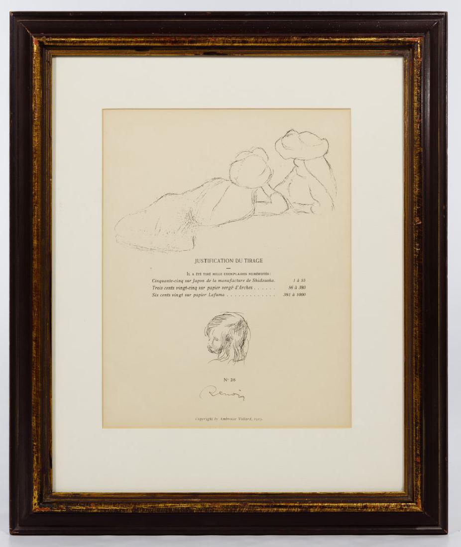 Pierre Auguste Renoir (French, 1841-1919) Signature: Pierre Auguste Renoir (French, 1841-1919) Signature 1919, ink signed lower center; imprinted copyright by Ambroise Vollard, image depicting an advertisement enumerating Renoir works of art on various 