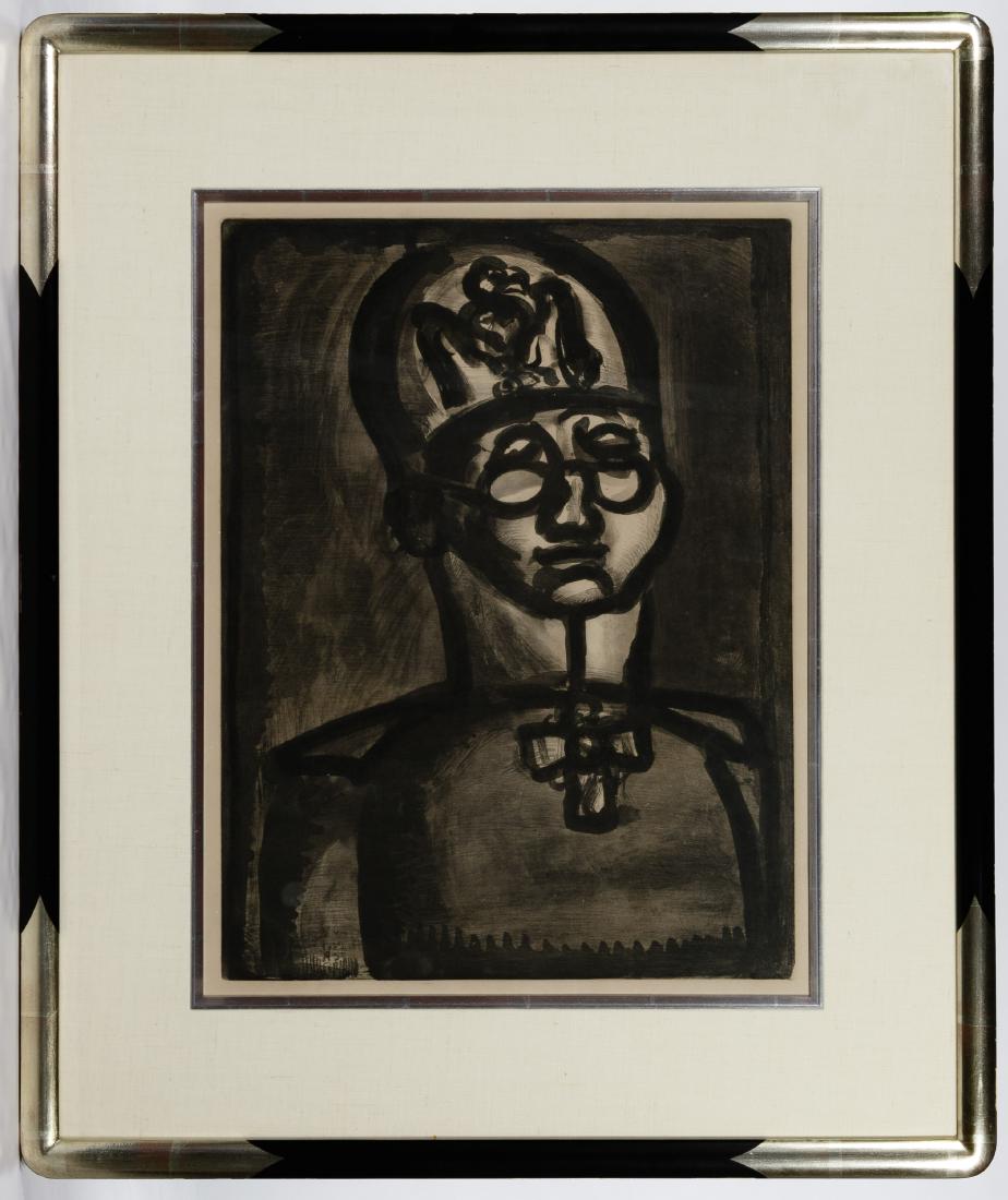 Georges Rouault (French, 1871-1958) 'Far from the Smile: Georges Rouault (French, 1871-1958) 'Far from the Smile of Reims' Aquatint Etching 1922, plate signed lower left, image of a uniformed male Condition: Very Good, paper having light warping; not examin