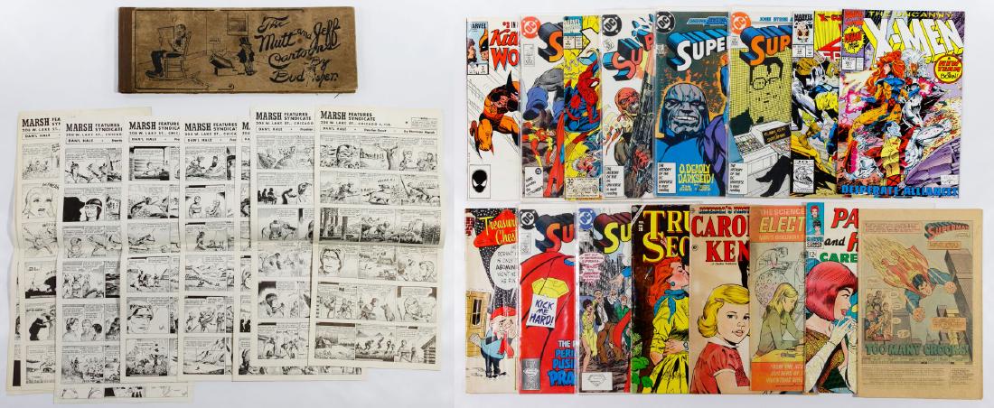 Comic Book and Drawing Assortment: Comic Book and Drawing Assortment Twenty-one comic books including a hard-bound 1910 Mutt and Jeff, two Marvel Special Edition Star Wars, a Star Wars Return of the Jedi Collectors Edition, seven Super