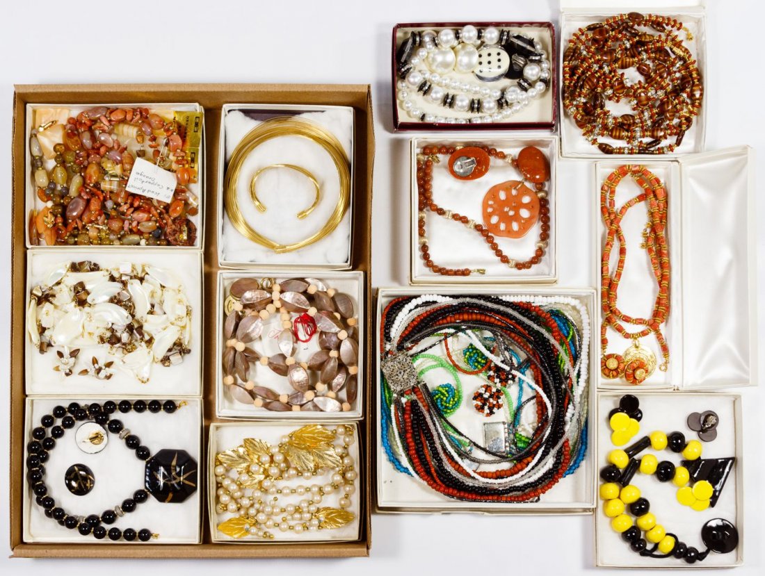 Sterling Silver and Costume Jewelry Assortment: Sterling Silver and Costume Jewelry Assortment Including some signed 'Trifari', 'Kenneth Lane', 'Richelieu' and 'Les Bernard'; some silver marked '925' or 'sterling' including bracelets, rings and pin