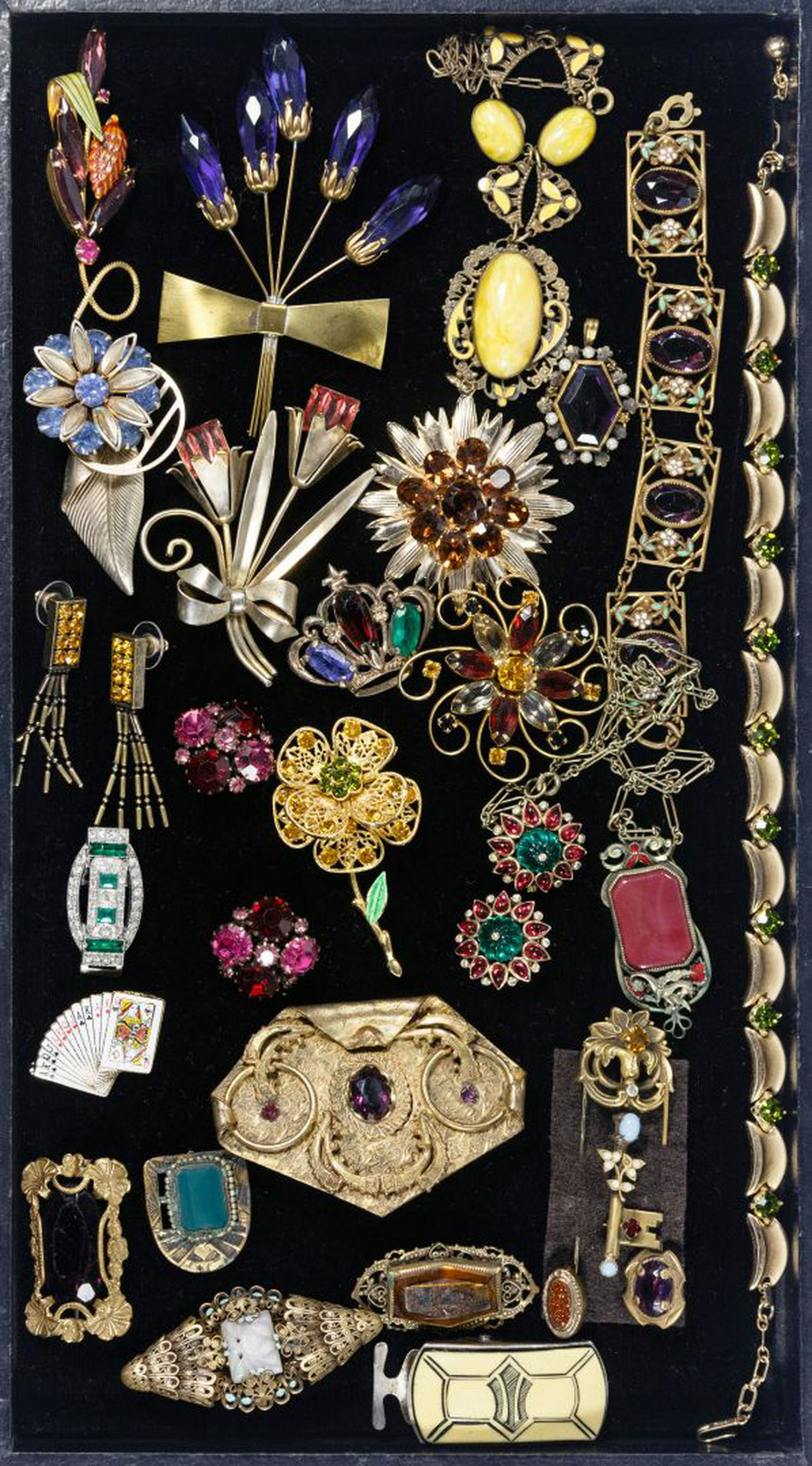 Costume Jewelry and Pocket Watch Assortment: Costume Jewelry and Pocket Watch Assortment Approximately eleven pounds including Rhinestones with some signed Weiss and Trifari, pocket watches including gold filled as well as necklaces, bracelets,
