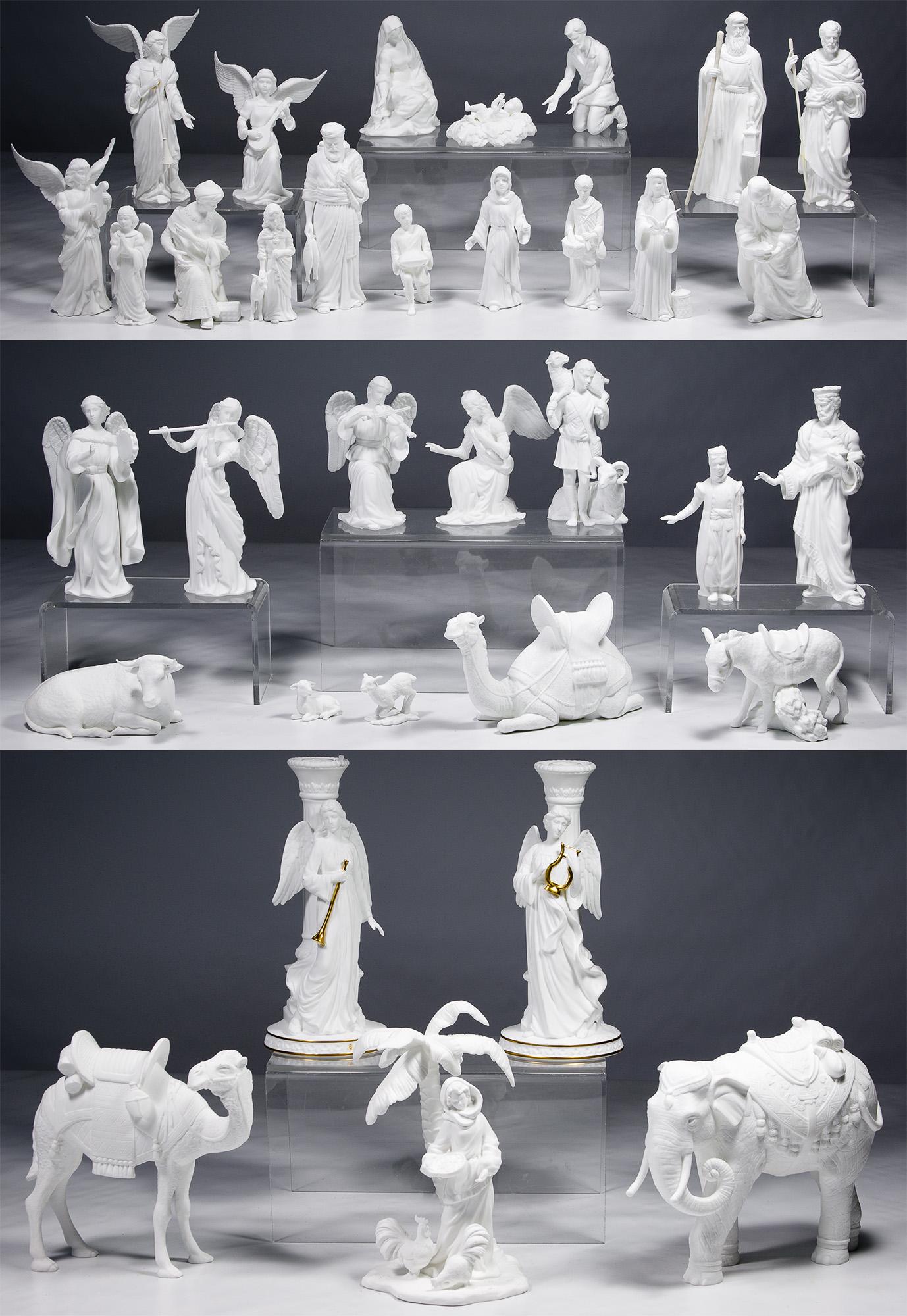 Lenox Nativity Figurine Assortment: Lenox Nativity Figurine Assortment Thirty-three pieces, blanc de chine ceramic bisque, including the limited edition elephant and driver set, special edition angels in adoration and angels in celebrat