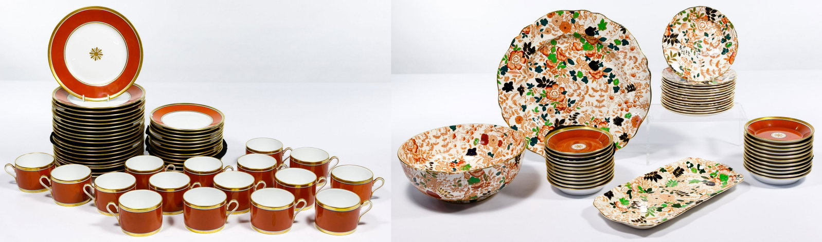 Richard Ginori and Royal Cauldon China Assortment: Richard Ginori and Royal Cauldon China Assortment Eighty-eight pieces including of Royal Cauldon #2500 'Bittersweet' (14) saucers, (1) nine and a half inch bowl, (1) thirteen inch round serving platte