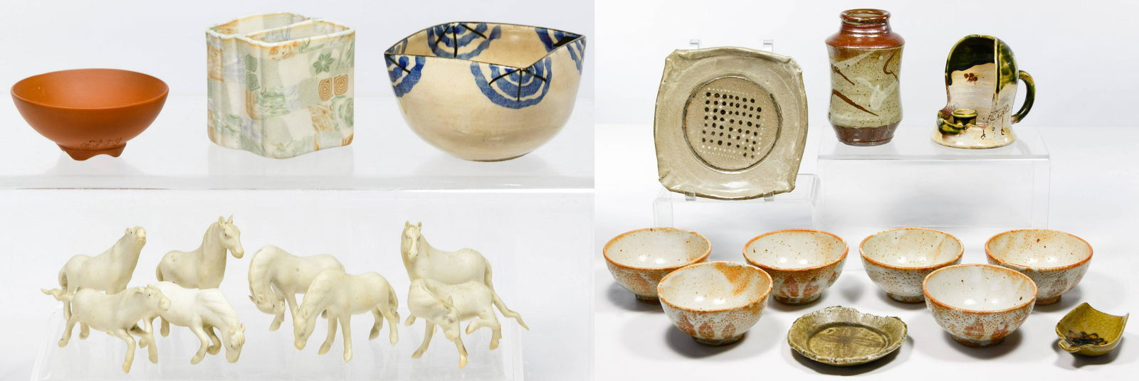 Japanese Ceramic Assortment: Japanese Ceramic Assortment Assorted decorative objects of various forms Condition: Very Good, light to moderate wear overall; some items may have chips or cracks Height: 7.00 inches (tallest) Categor