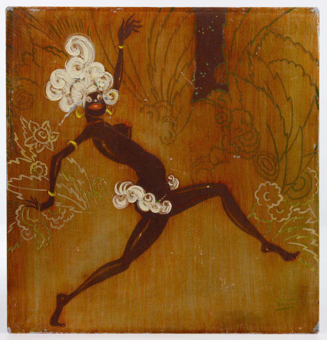 Stark Davis (American, 1885-1950) 'Hot Cha Girl' Copper: Stark Davis (American, 1885-1950) 'Hot Cha Girl' Copper Etching Undated, signed lower right, original painted etching on copper, depicting a black dancer, unframed Condition: Very Good, overall light
