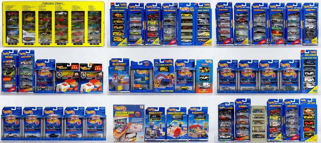 Mattel 'Hot Wheels' Toy Car Assortment: Mattel 'Hot Wheels' Toy Car Assortment Approximately fifty gift sets including 'G-force', 'Fire Fighting', 'Racing World', 'Construction'; most in original boxes Condition: Good, light wear, some boxe