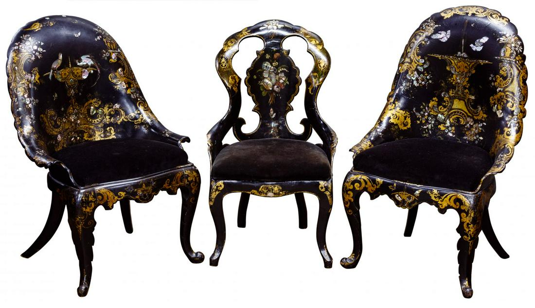 English Victorian Papier-Mache Chairs (1 of 6)