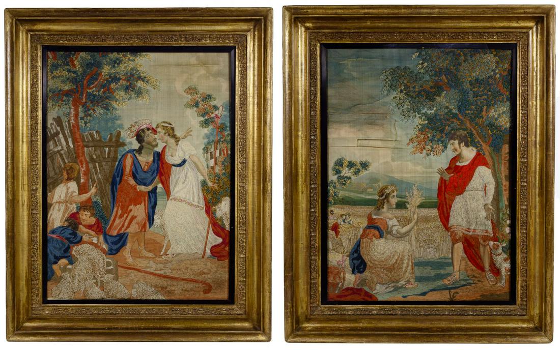 Crewel Work Embroideries on Silk (1 of 11)