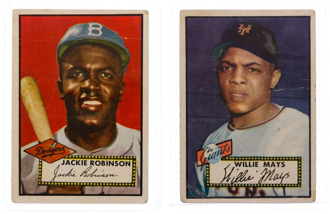 1952 Topps Jackie Robinson and Willie Mays Baseball (1 of 2)