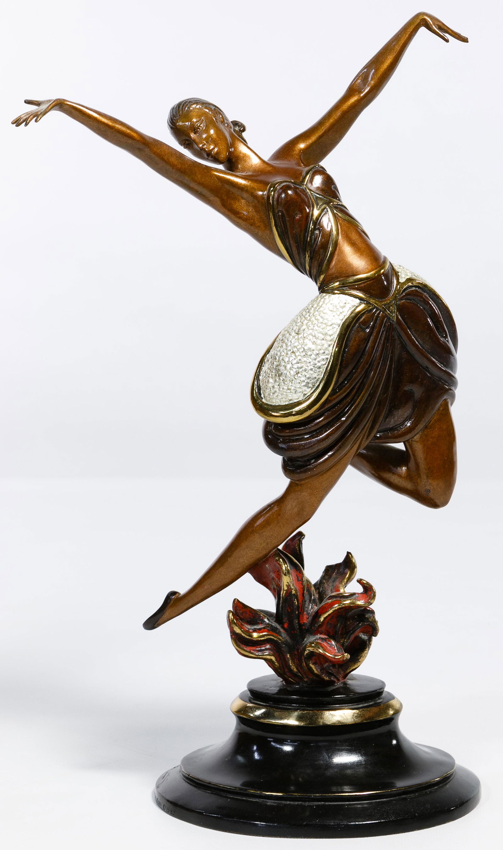Romain de Tirtoff (Erte) (Russian, 1892-1990) 'Danseuse: Romain de Tirtoff (Erte) (Russian, 1892-1990) 'La Danseuse' Bronze Figurine 1985, signed on the edge, numbered 122/500 on edge of base and stamped 'Fine Art Acquisitions' on the edge, depicting a woma