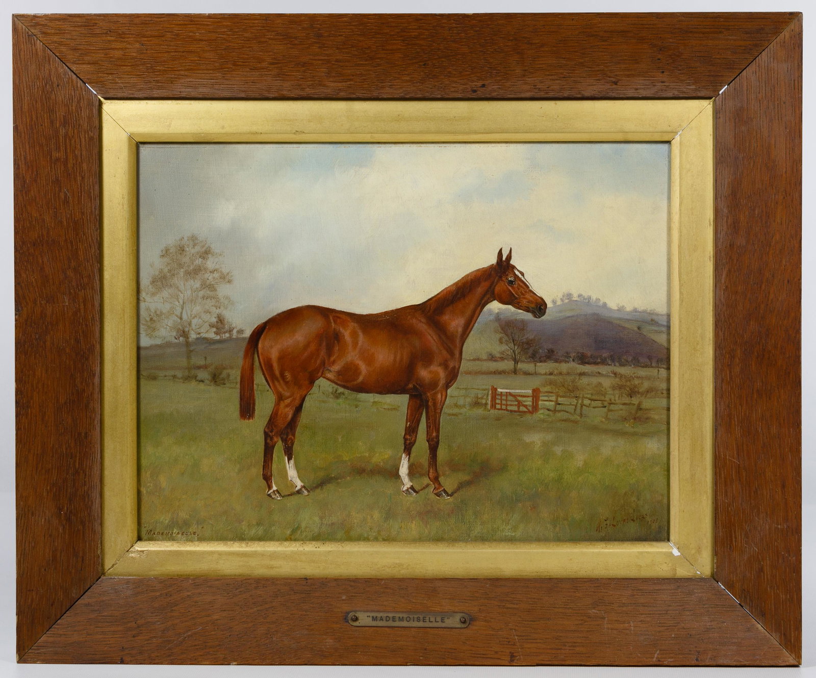 Henry Frederick Lucas (English, 1898-1943): Henry Frederick Lucas (English, 1898-1943) 'Mademoiselle' Oil on Canvas 1908, signed lower right, titled lower left, depicting an equestrian portrait in profile, artist inscription en verso, housed in