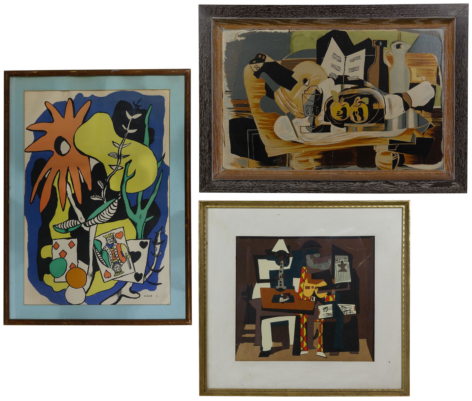 Modernist Print Assortment: Modernist Print Assortment Three undated and unsigned items including Pablo Picasso (Spanish, 1881-1973) 'Three Musicians' serigraph depicting an abstracted trio of figures; Fernand Leger (1881-1955)