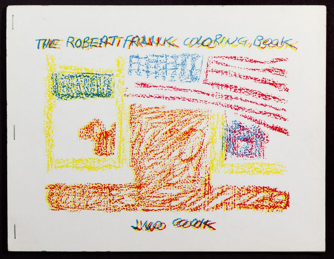 Jno Cook 'The Robert Frank Coloring Book': Jno Cook 'The Robert Frank Coloring Book' 1982, Chicago, signed artist book published by Artists Book Works, staple-bound color cover sheets enclosing line drawings of the eighty-three photographs tha