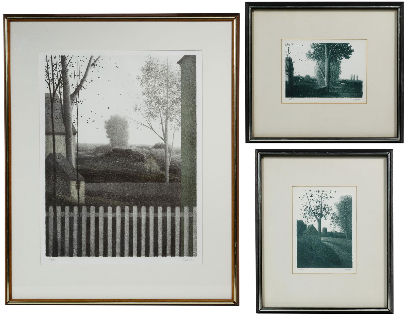 Robert Kipniss (American, b.1931) Lithograph Assortment: Robert Kipniss (American, b.1931) Lithograph Assortment Three works including 1975, signed lower right, 'Country Day' #63/150, 1976, signed lower right, 'Curved Wall' #204/250 and 1976, signed lower r