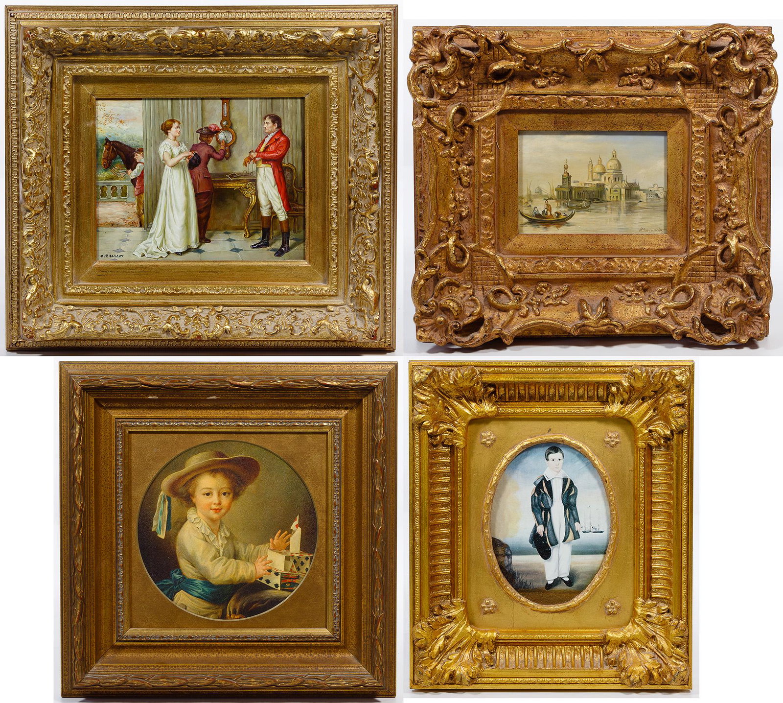 Painting Assortment: Painting Assortment Two oil paintings including undated, signed lower left M.P. Elliot (British, 20th Century) depicting a man about to go riding as well as an undated, illegibly signed lower right Ve