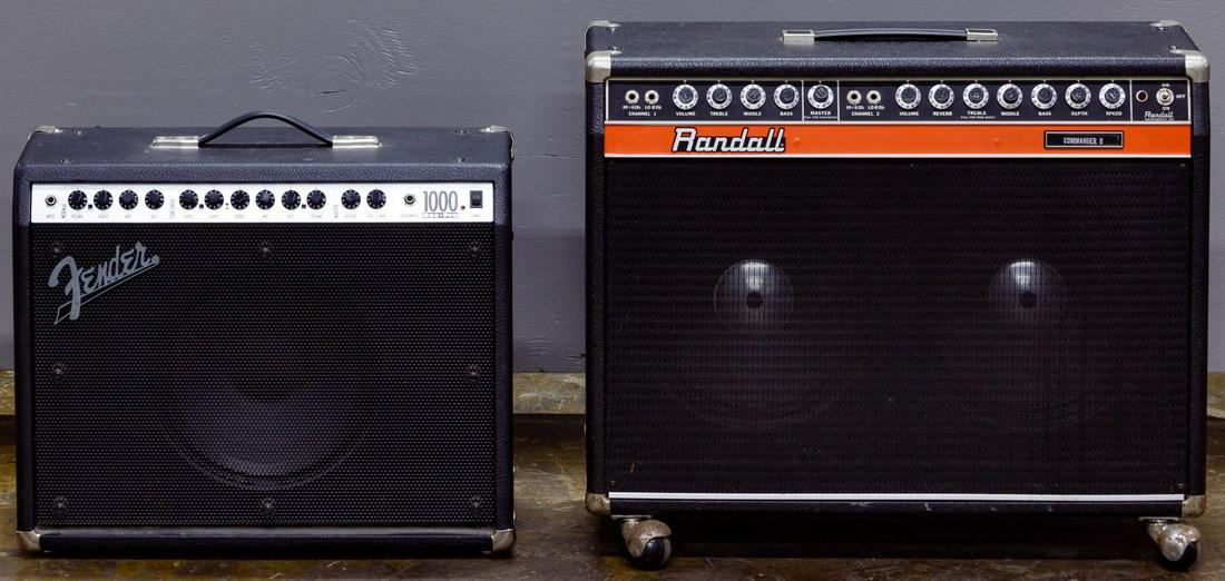 Randall and Fender Amplifiers: Randall and Fender Amplifiers Two items including a Fender model 1000 'Roc-Pro' and a two-channel Randall Commander II model RG-120-212 on wheels Condition: Very Good, overall light wear; both amplifi