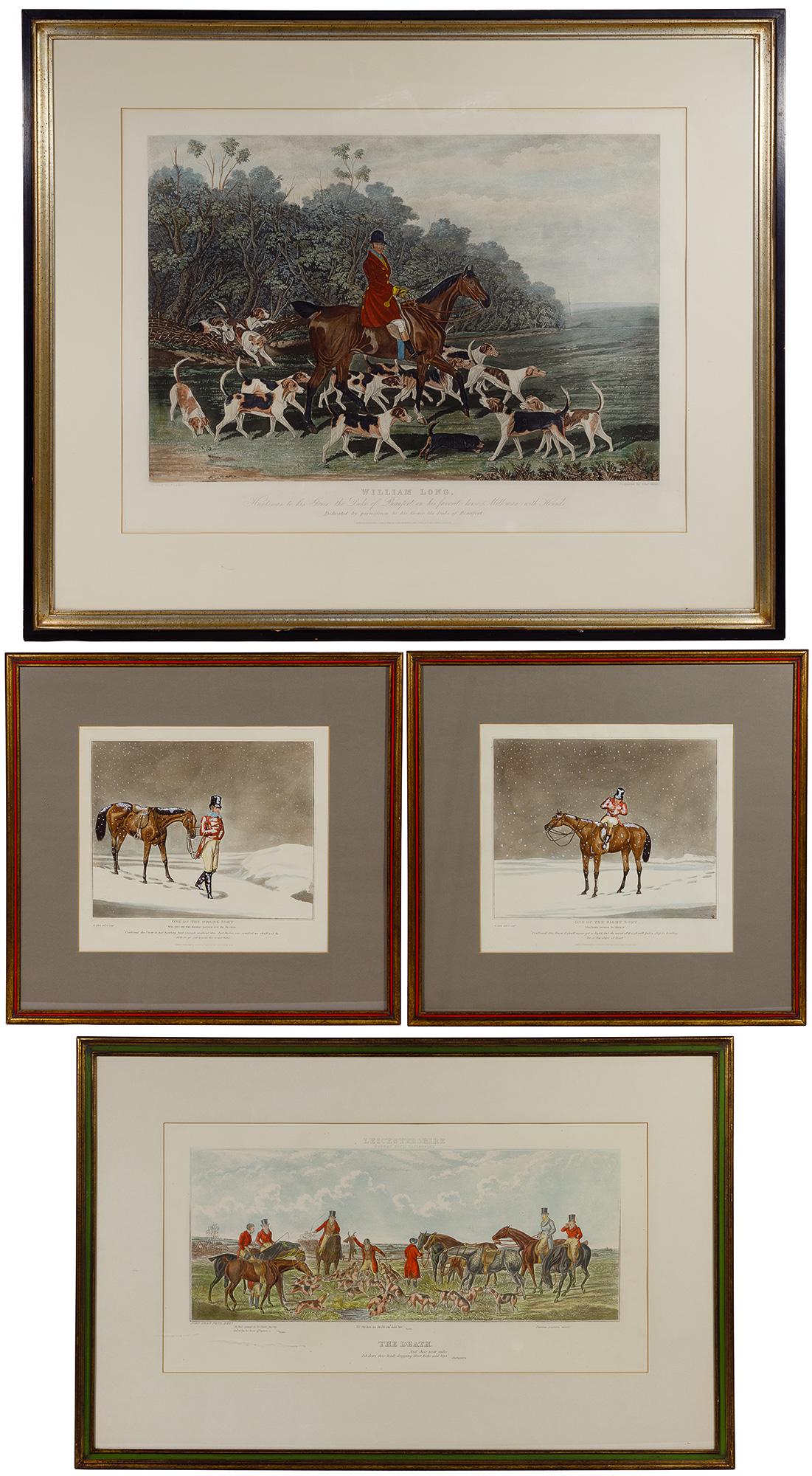 Hand-colored Equestrian Aquatint Assortment: Hand-colored Equestrian Aquatint Assortment Four items, including 'One of the Right Sort', and 'One of the Wrong Sort' after Henry Thomas Alken (English, 1785-1851), 'William Long', after James Loder,