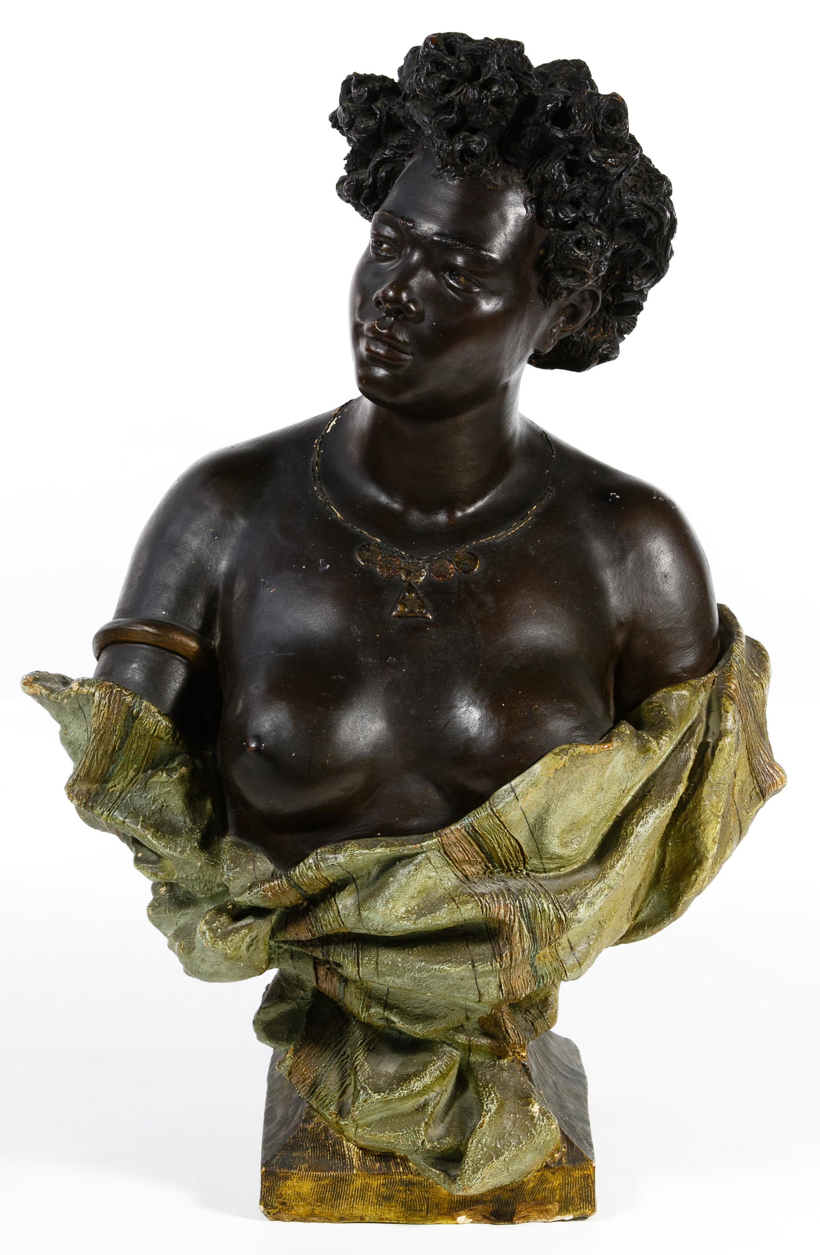 (Attributed to) Friedrich Goldscheider (Austrian,: (Attributed to) Friedrich Goldscheider (Austrian, 1845-1897) Terracotta Bust Undated, unsigned, numbered 767, marked 'Vervielfaltgung' and 'Vobehalten' with two other illegible marks en verso, depicti
