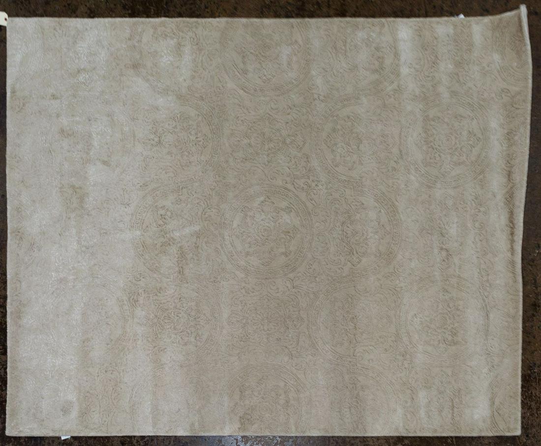 Amer 'Serendipity' Area Rug: Amer 'Serendipity' Area Rug Sand tone on tone with a hint of pattern, wool, cotton and viscose; with original tag Condition: Very Good, overall light wear, no damage noted Length: 114 inches, Width: 9